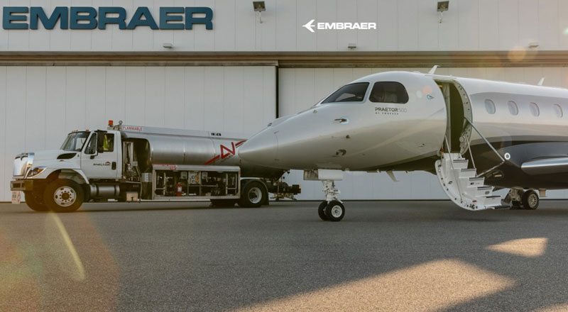 Embraer e Avfuel colaboram para levar combustível sustentável de aviação Neste MY SAF ao aeroporto na Flórida